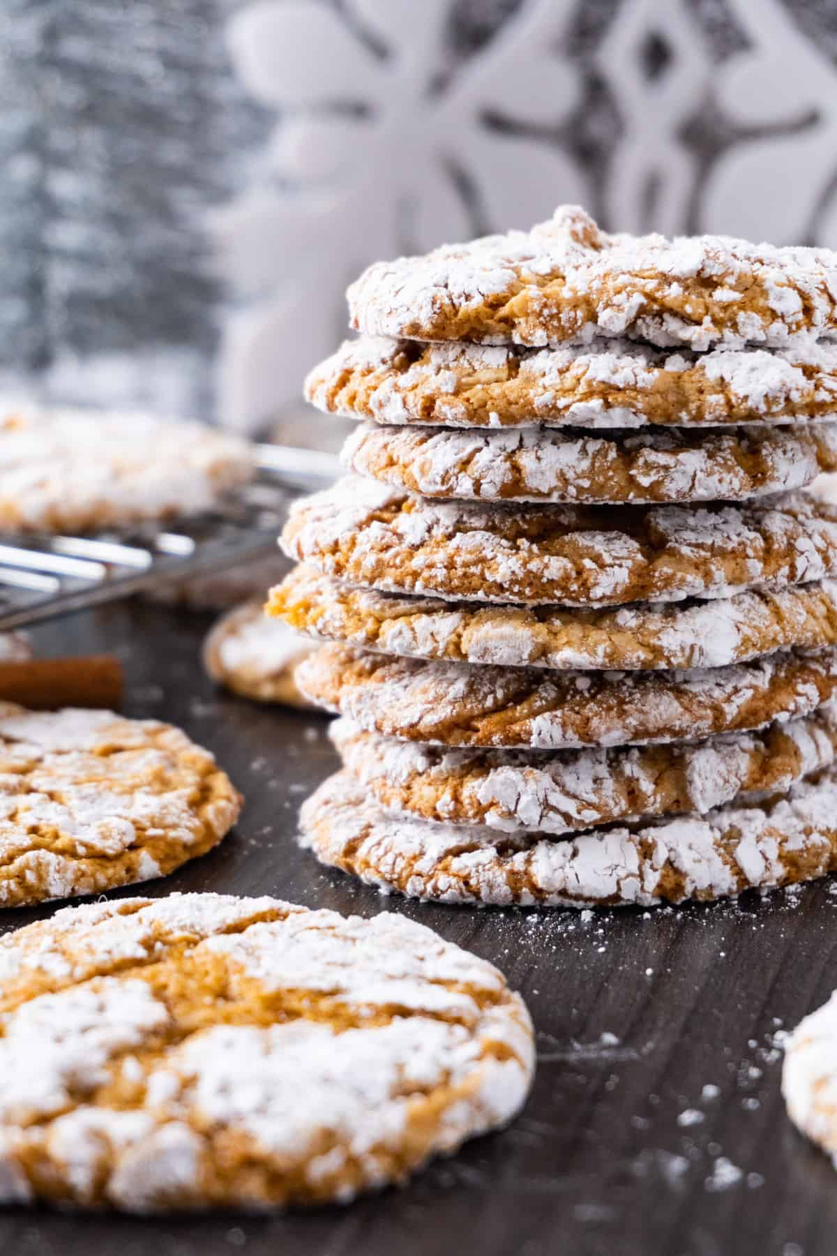 chewy gingerbread cookies stacked