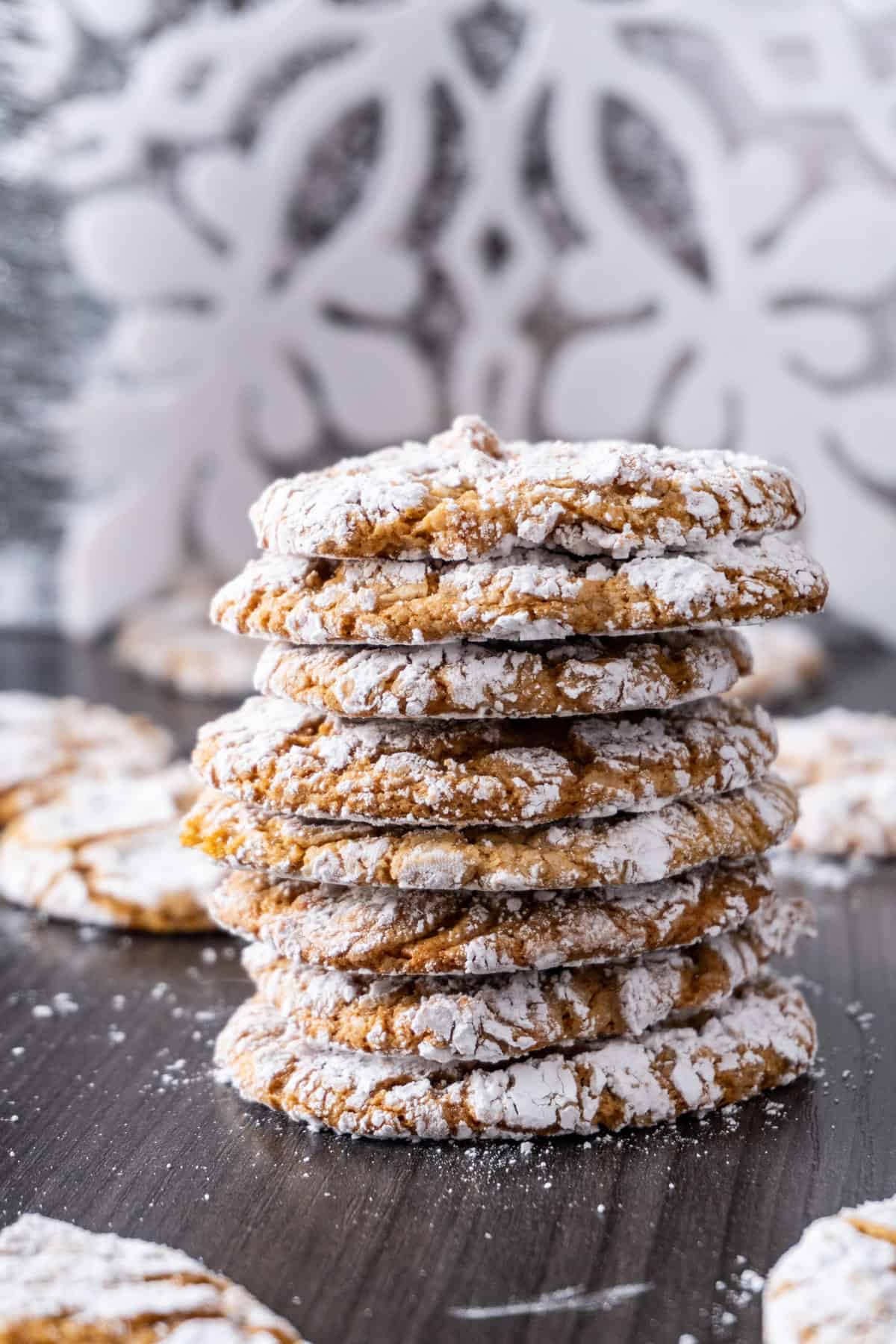 Chewy Gingerbread Cookies stacked vertical pic