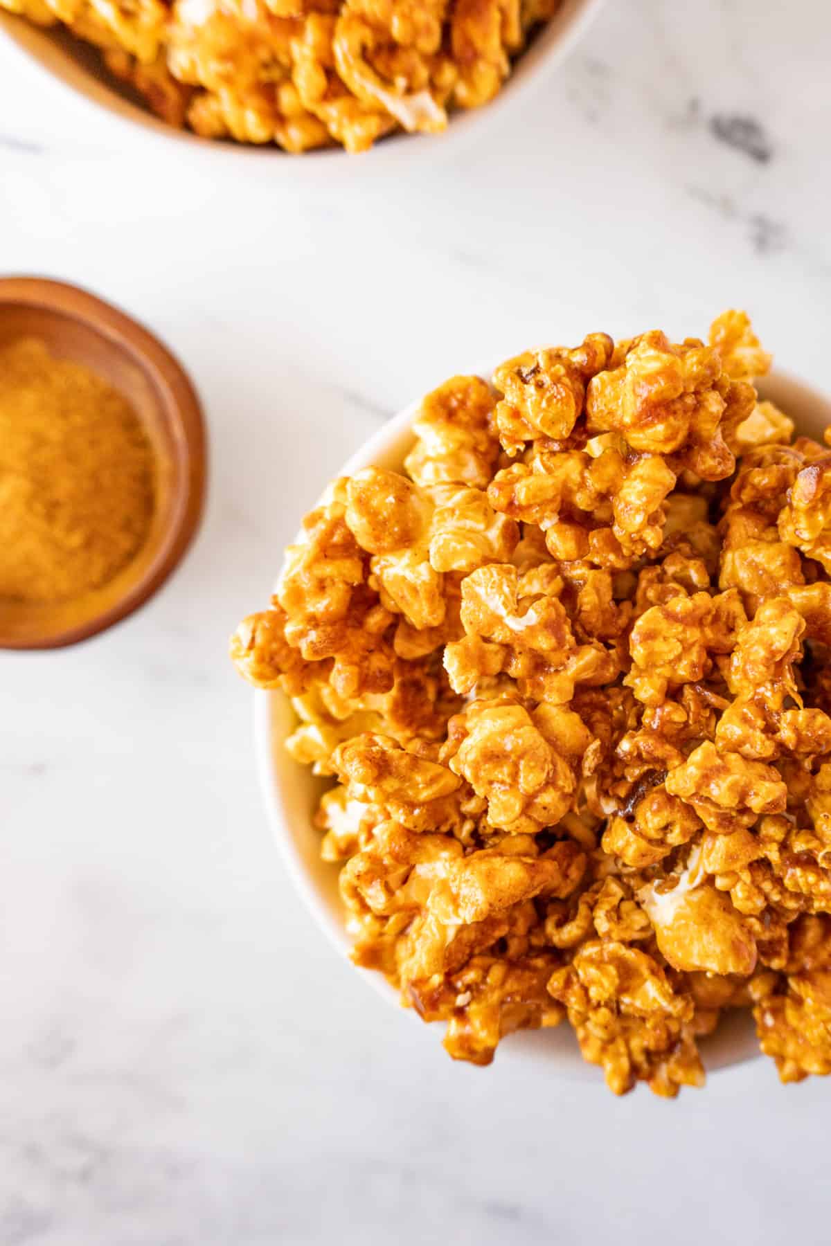 buffalo wing popcorn in a bowl