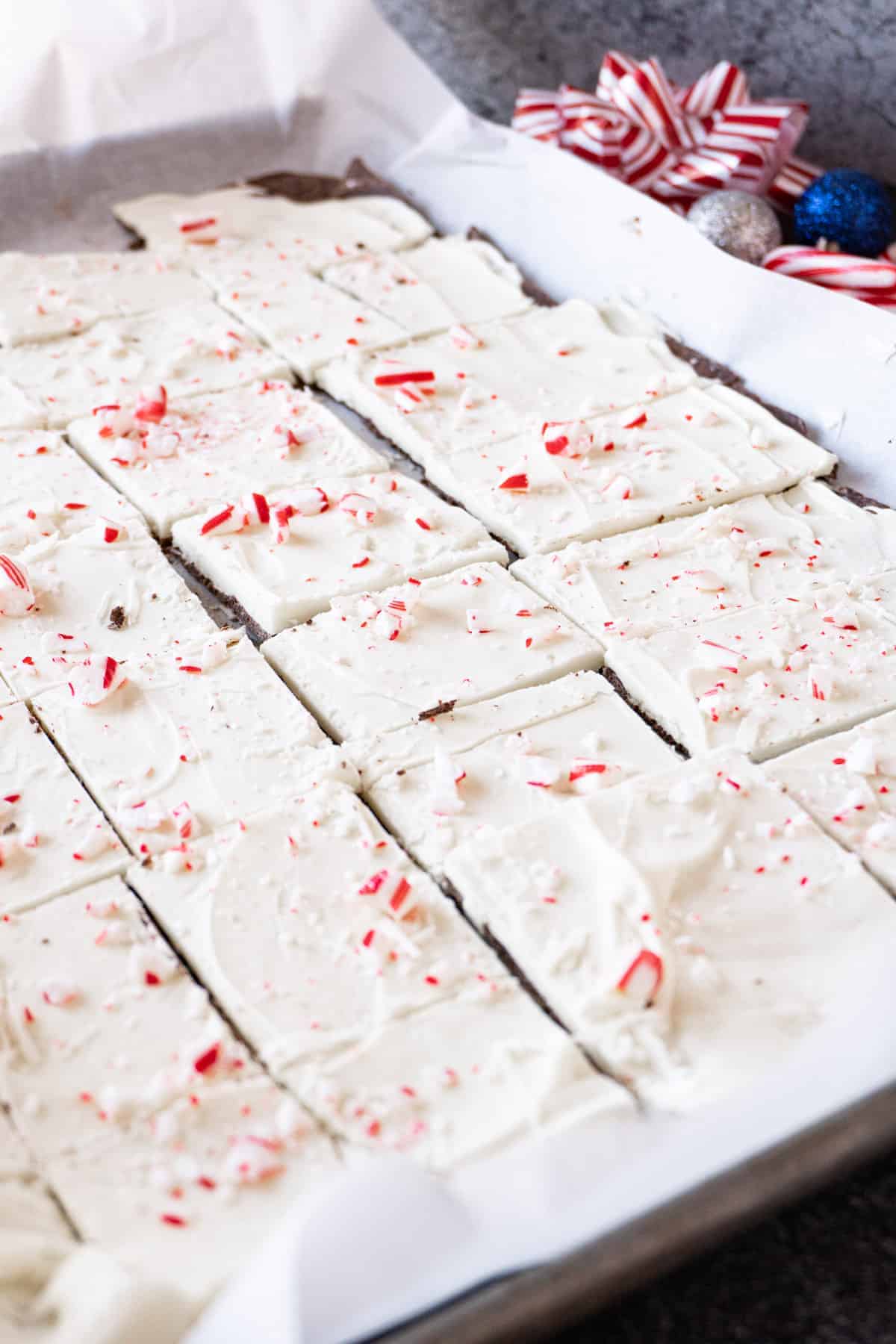 peppermint bark cut into squares