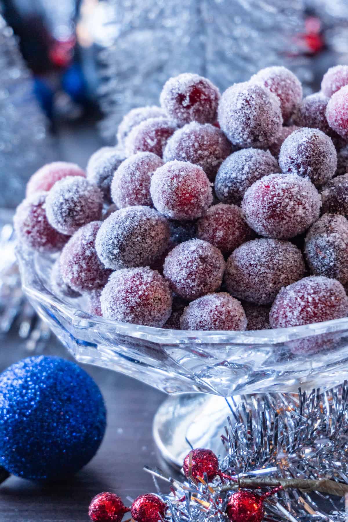 sugared cranberries in dish