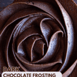 dark chocolate buttercream frosting swirled on top of cupcake pinterest pin.