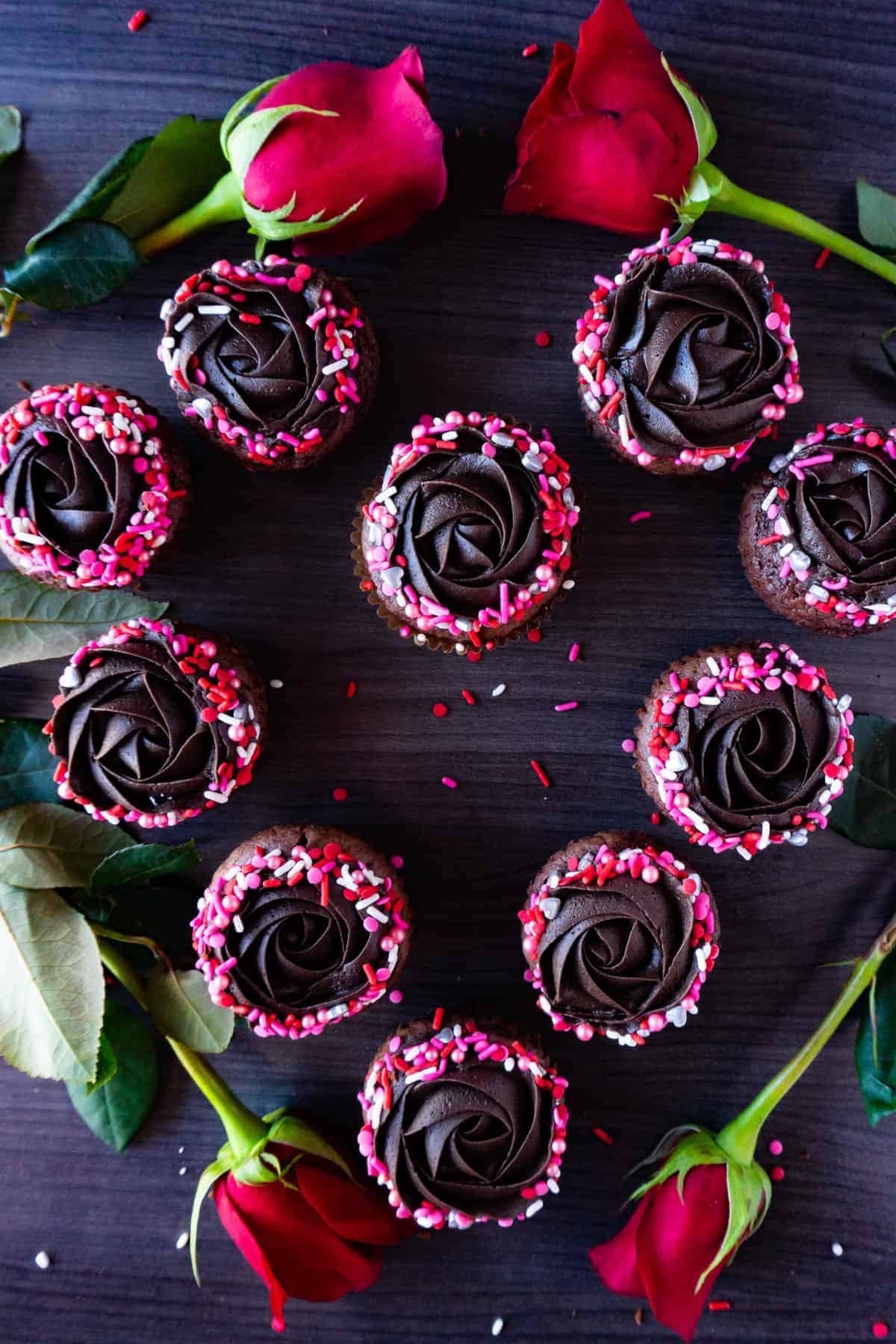 valentine's day cupcakes in the shape of a heart