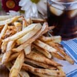 Homemade Baked French Fries, easy to make and deliciously crunchy! #homemade #frenchfries #intheoven #ovenbaked #baked #crispy #atablefullofjoy #recipe #easy