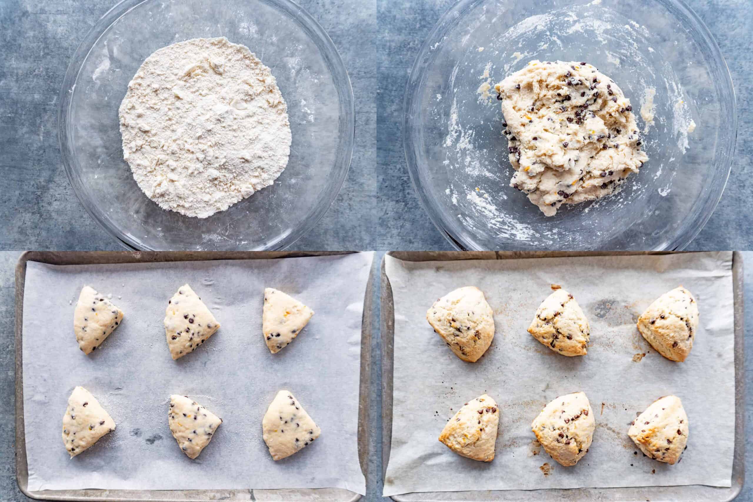 orange buttermilk scones process of making them collage