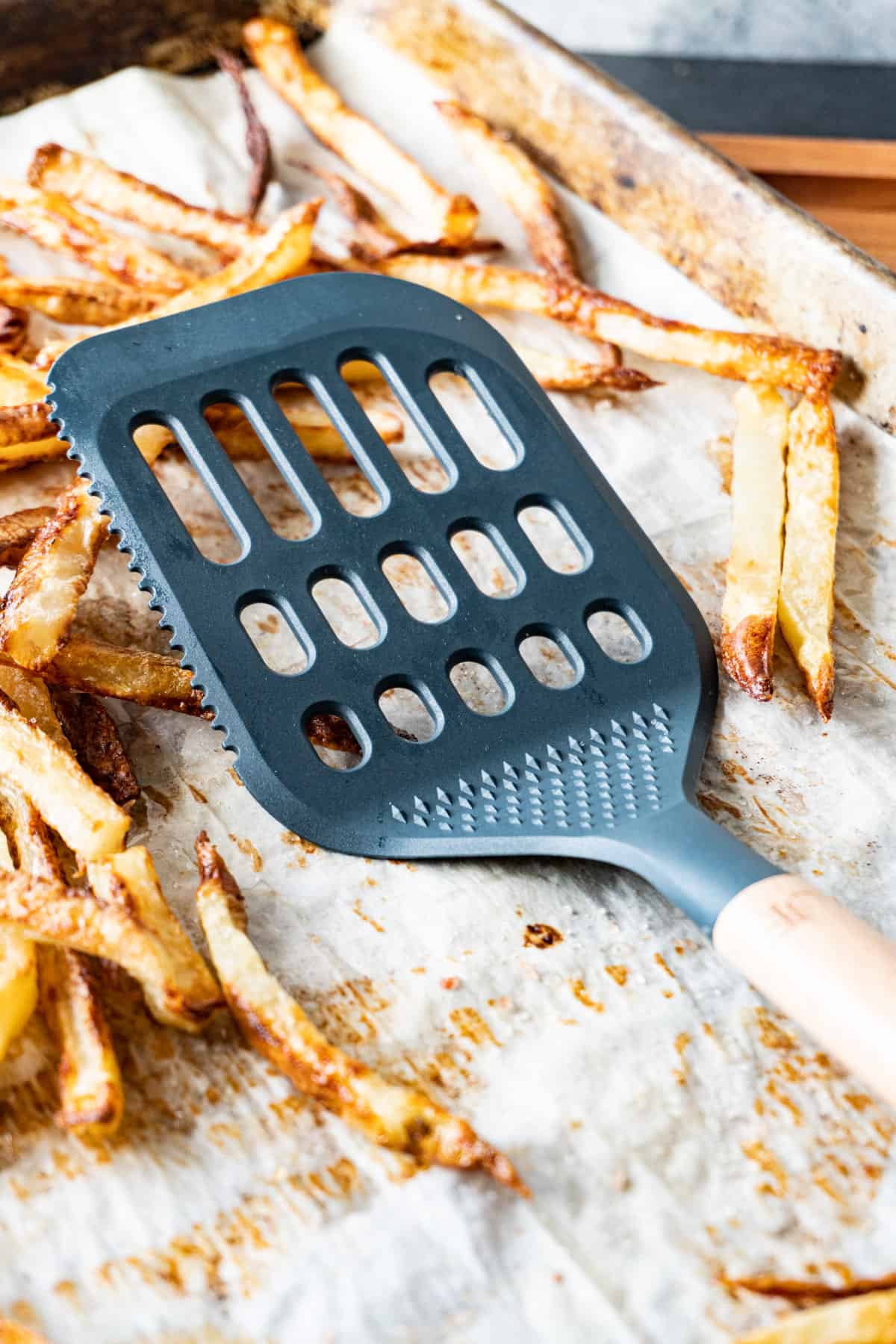 spatula in baking sheet