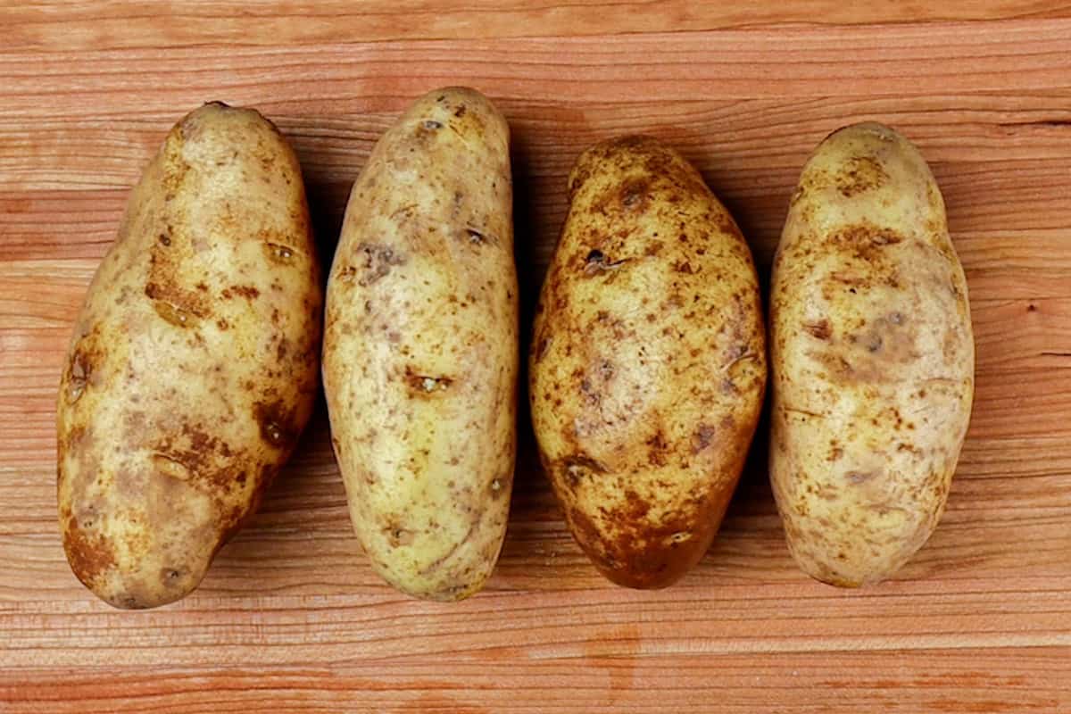 potatoes on cutting board