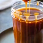 Caramel in a jar close up