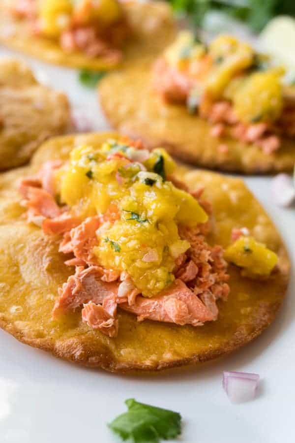 Close up of Salmon Mango Taco