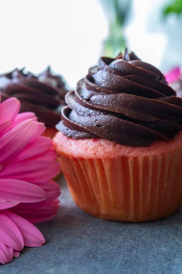 Strawberry Cupcake with Chocolate Frosting