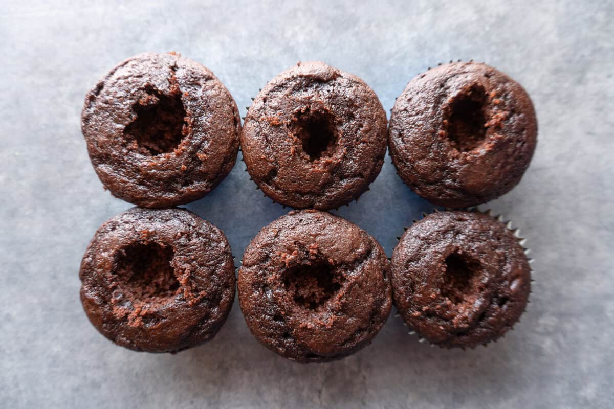 cupcakes with holes in it the top