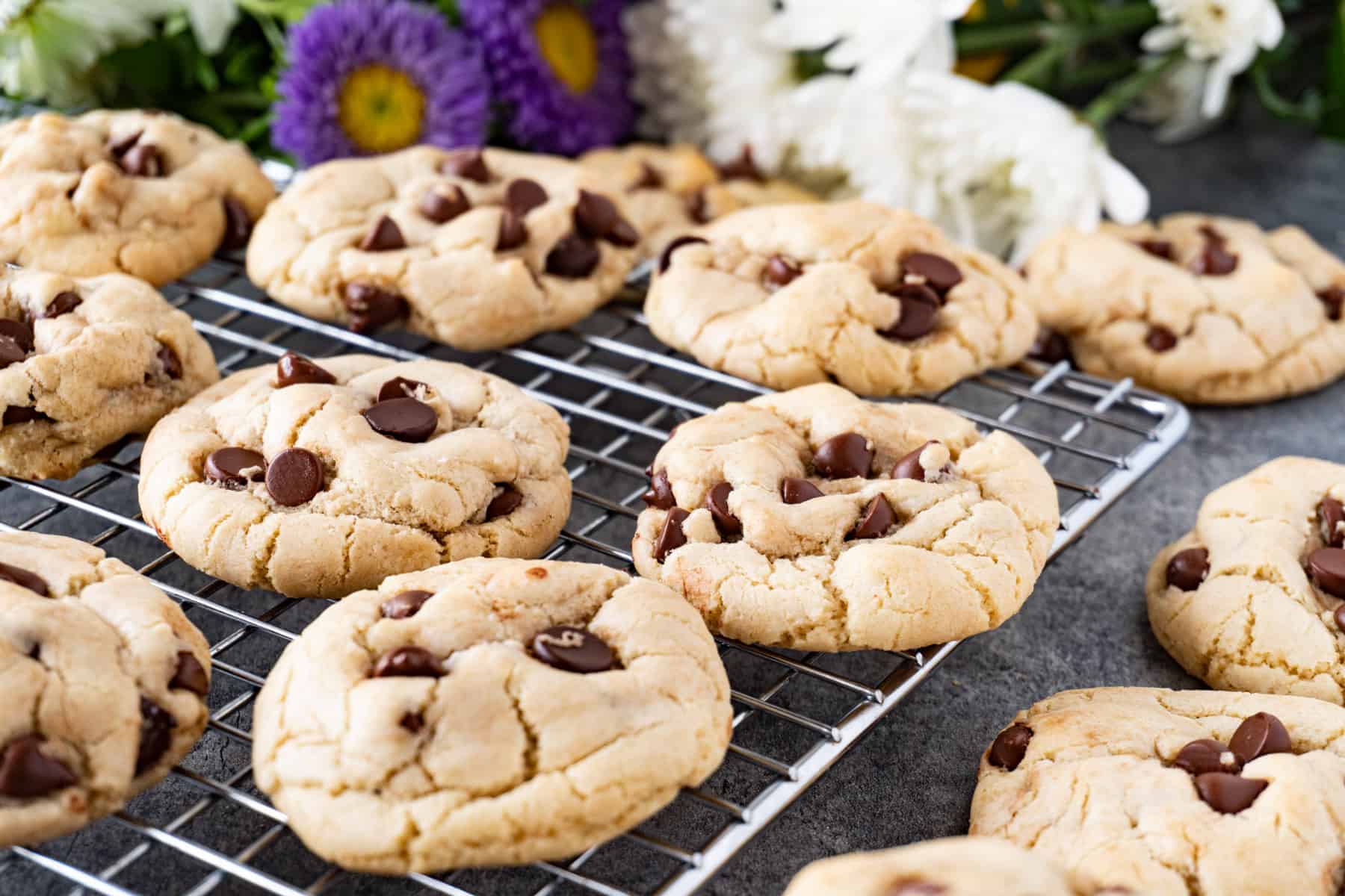 dairy free chocolate chip cookies on cooling rack