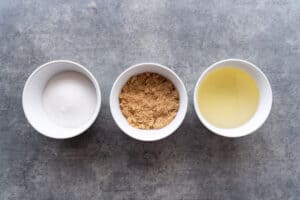 sugars and coconut oil in bowls