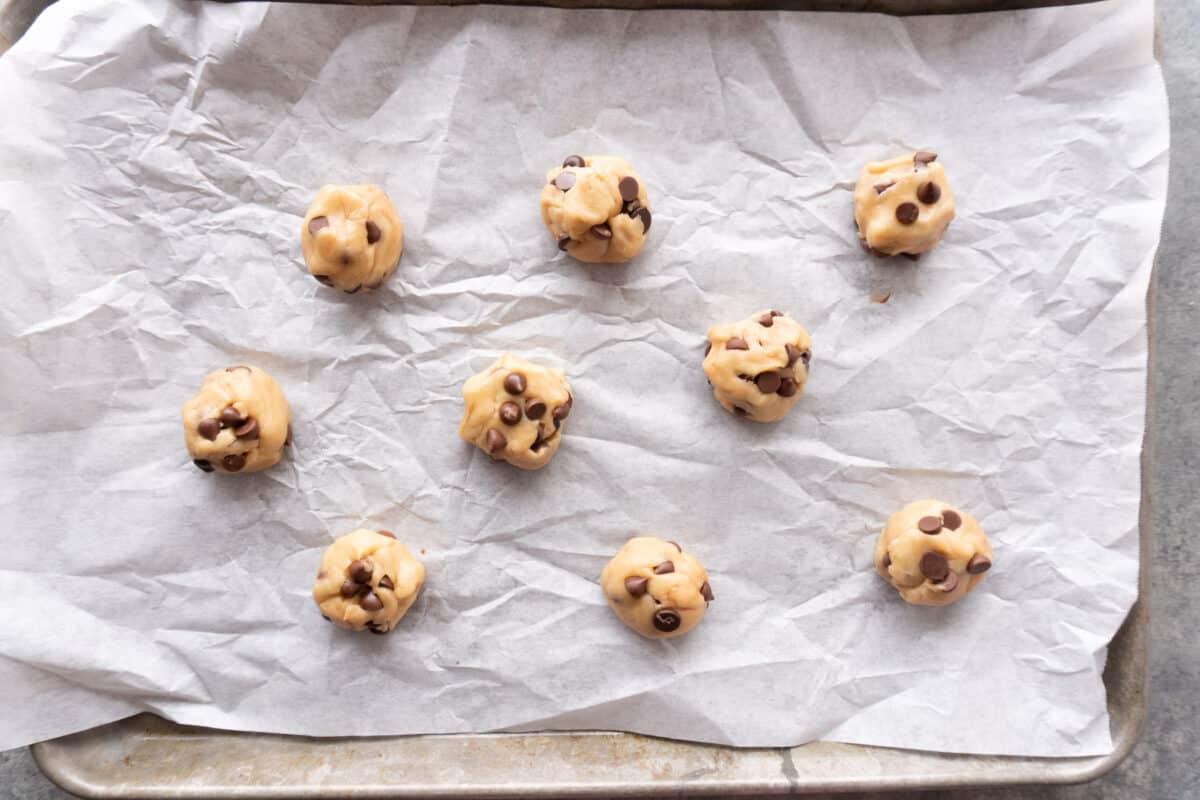 cookie dough on baking sheet