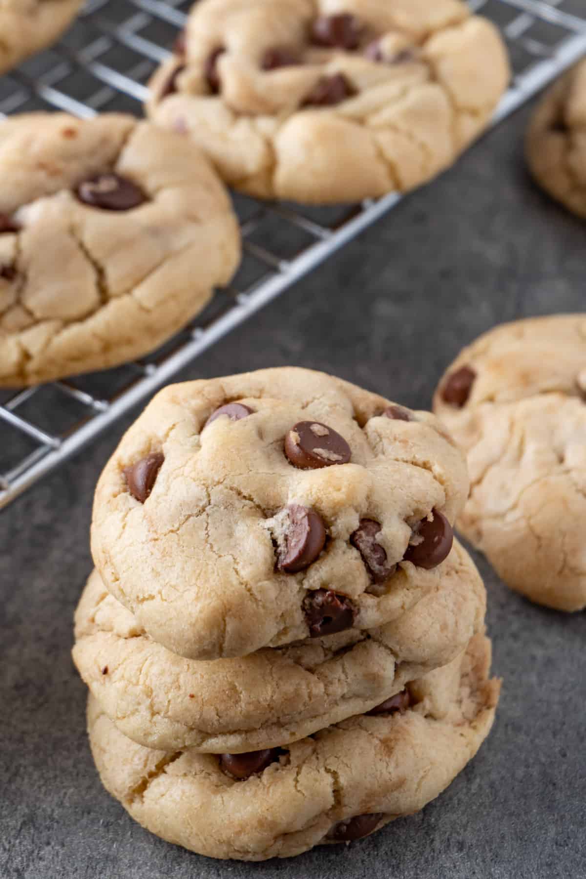 dairy free chocolate chip cookies stacked