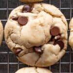 dairy free chocolate chip cookie close up featured image