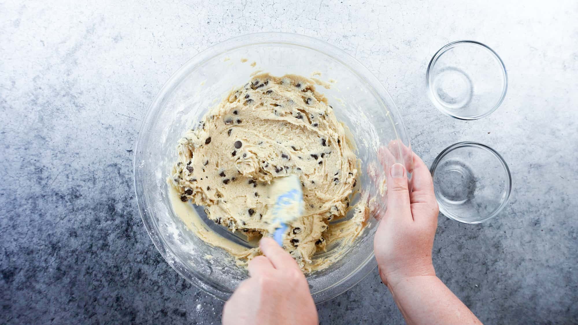 mixing in chocolate chips