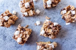 golden graham s'mores bars spread out