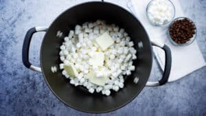 butter and mini marhsmallows in pot before melting