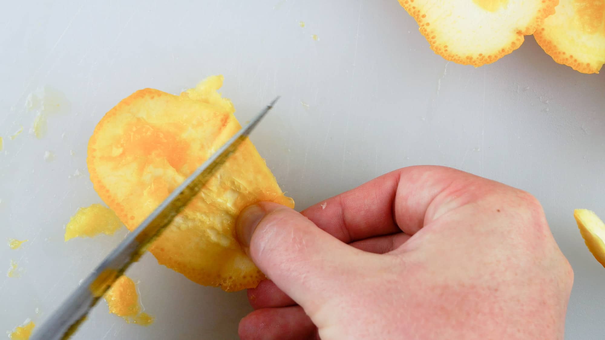 scraping orange peel clean