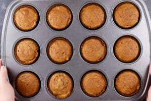 pumpkin cupcakes baked in cupcake tin