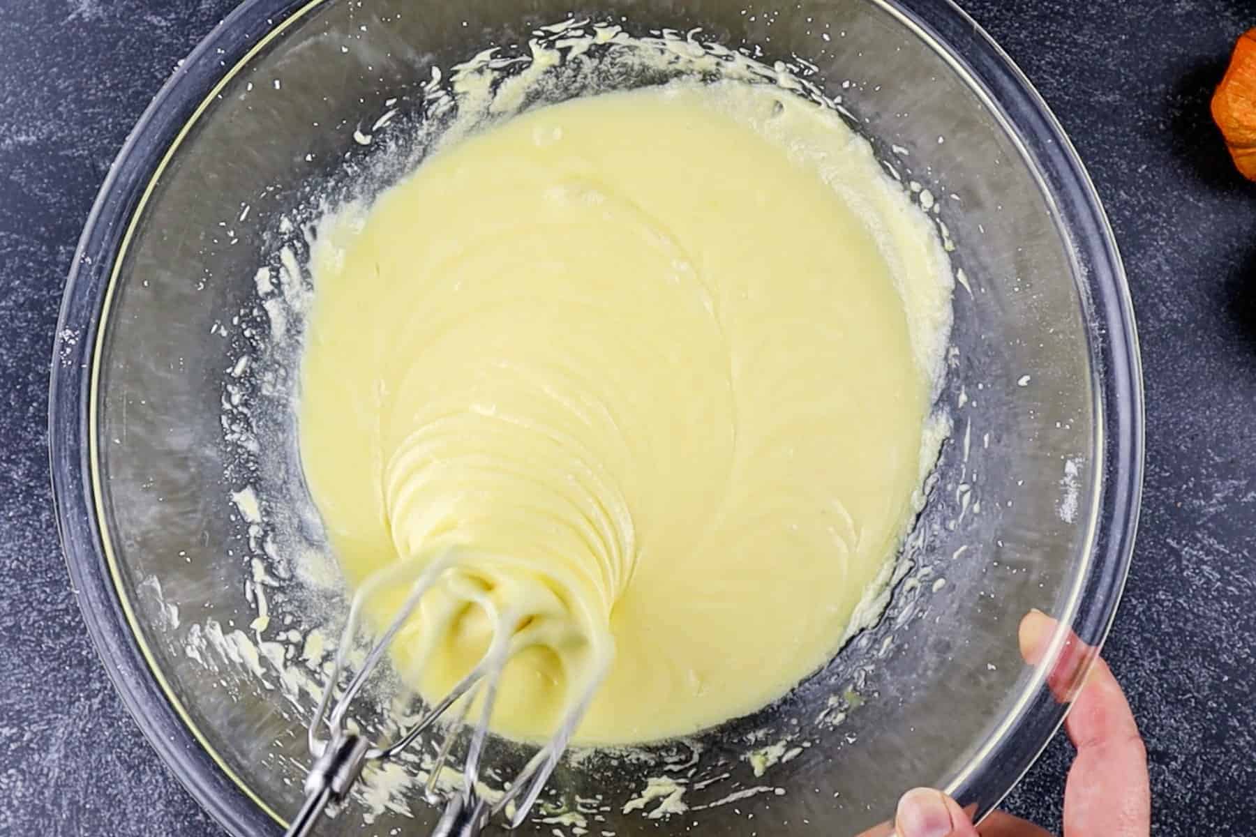 pumpkin cupcake batter with oil added.