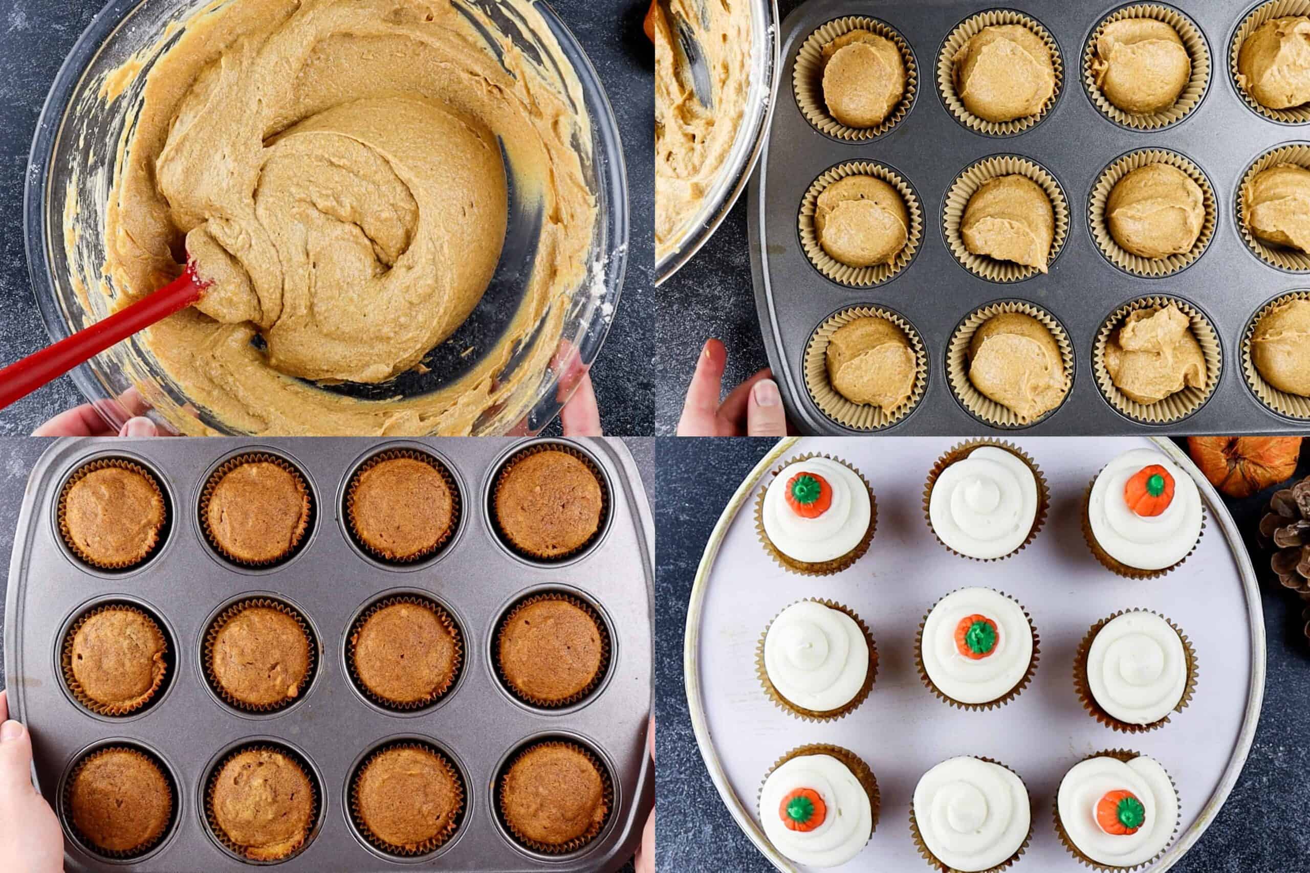 baking cupcakes process shots