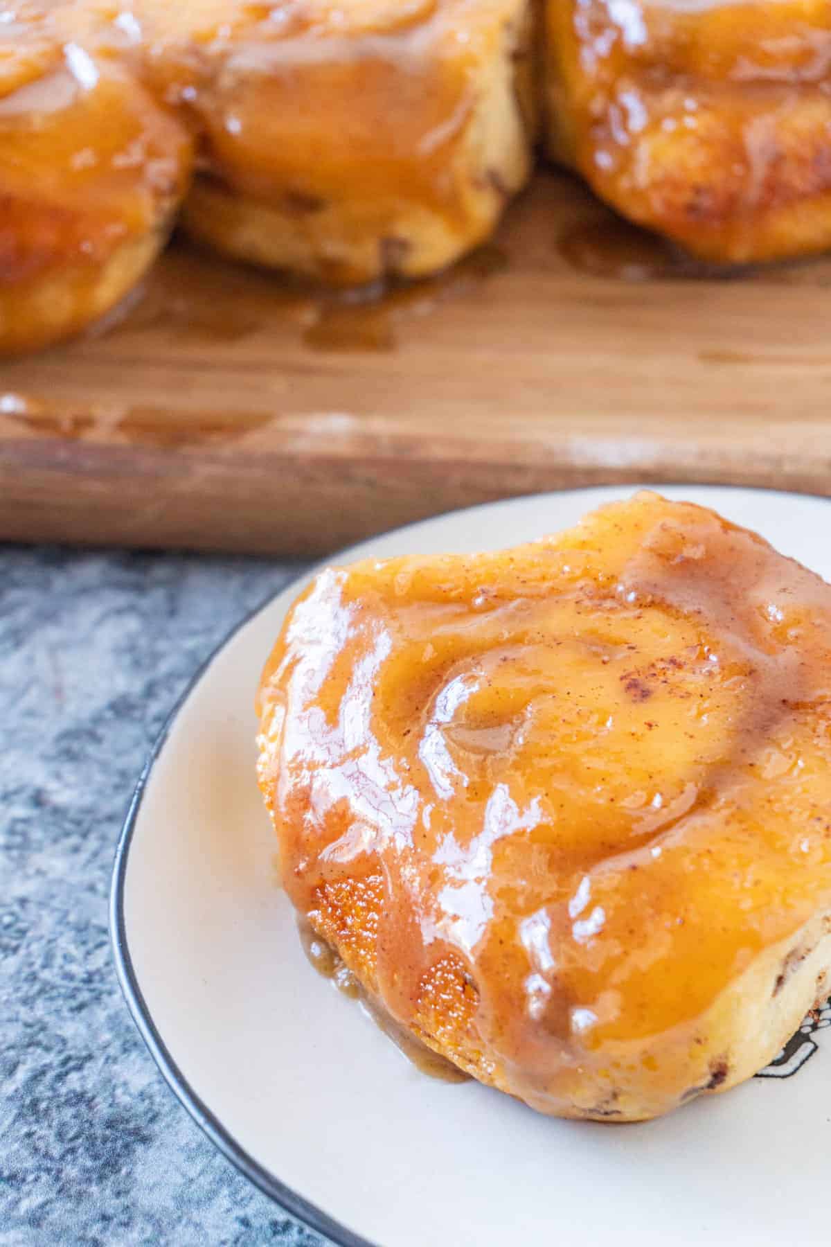 Sticky bun on plate