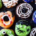 Halloween donuts flat lay
