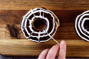 making spider web for spider web donuts