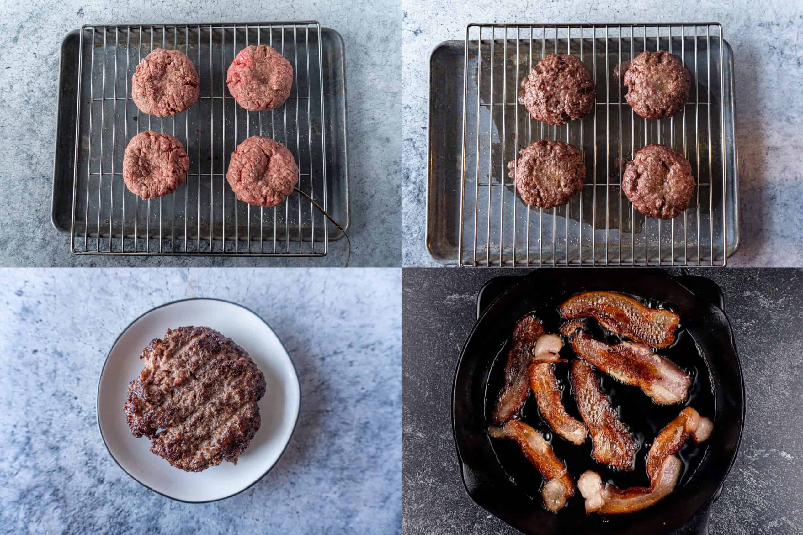 baking the burger process images