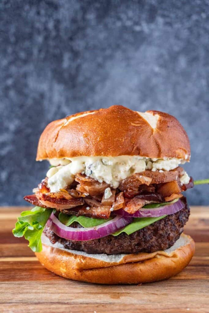 Blue Cheese Bacon Burger with Apple Chutney • A Table Full Of Joy
