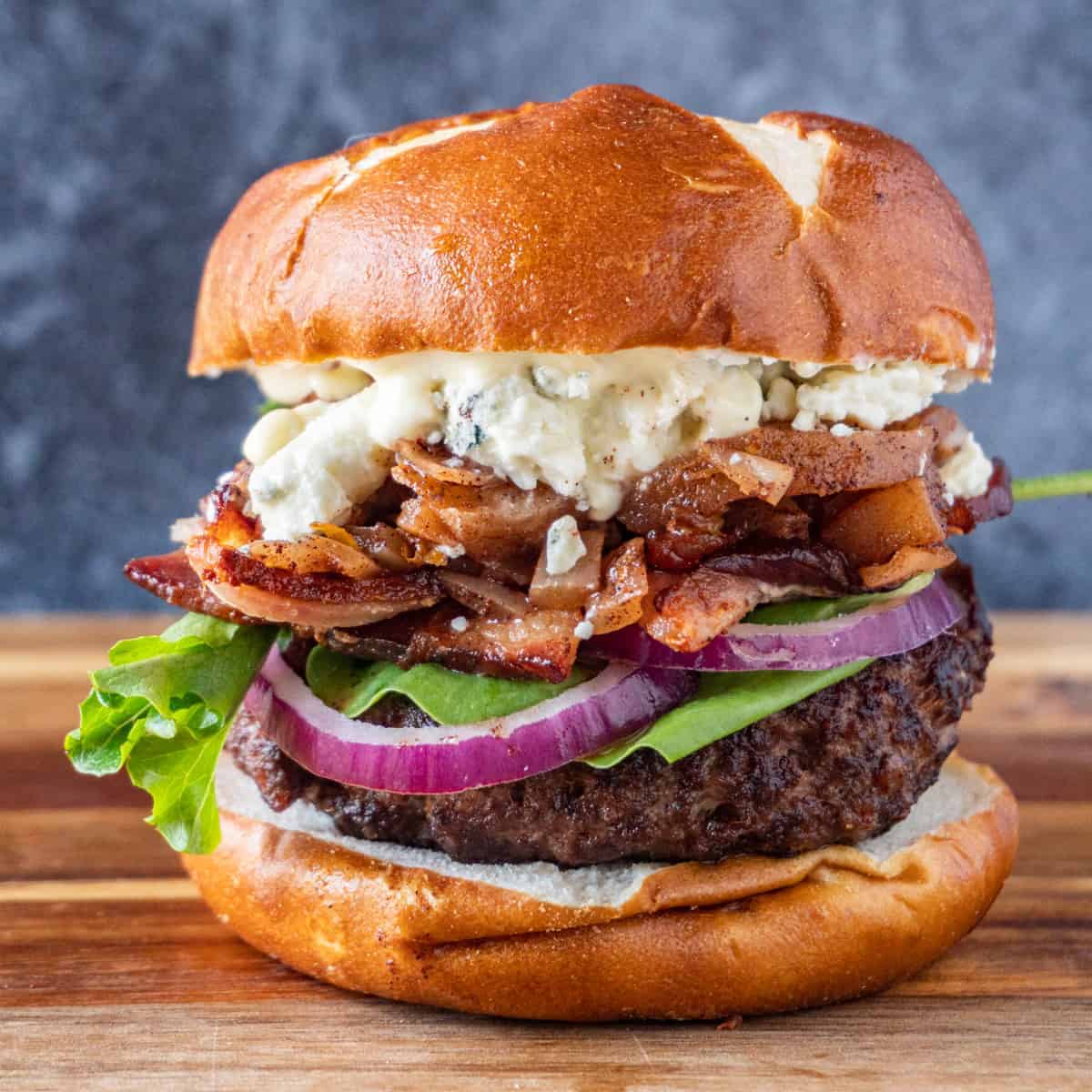 Blue Cheese Bacon Burger with Apple Chutney • A Table Full Of Joy