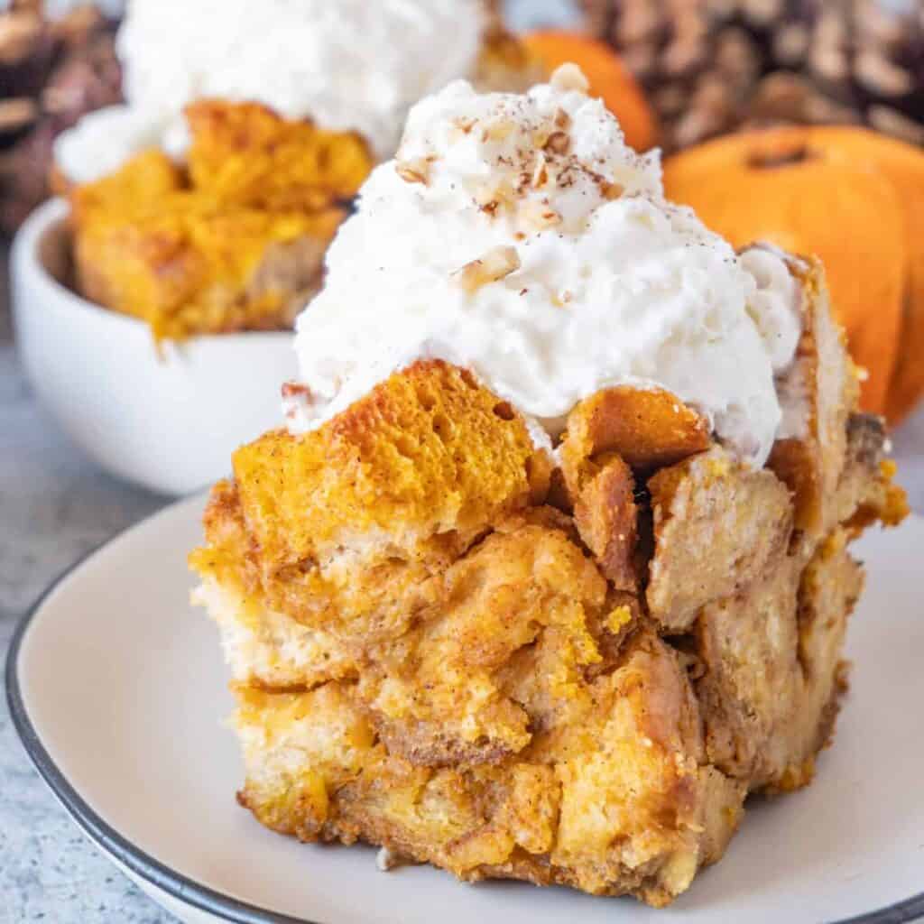 The BEST Pumpkin Bread Pudding Easy to Make and NOT soggy!