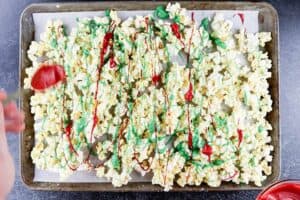 popcorn drizzled with candy melts