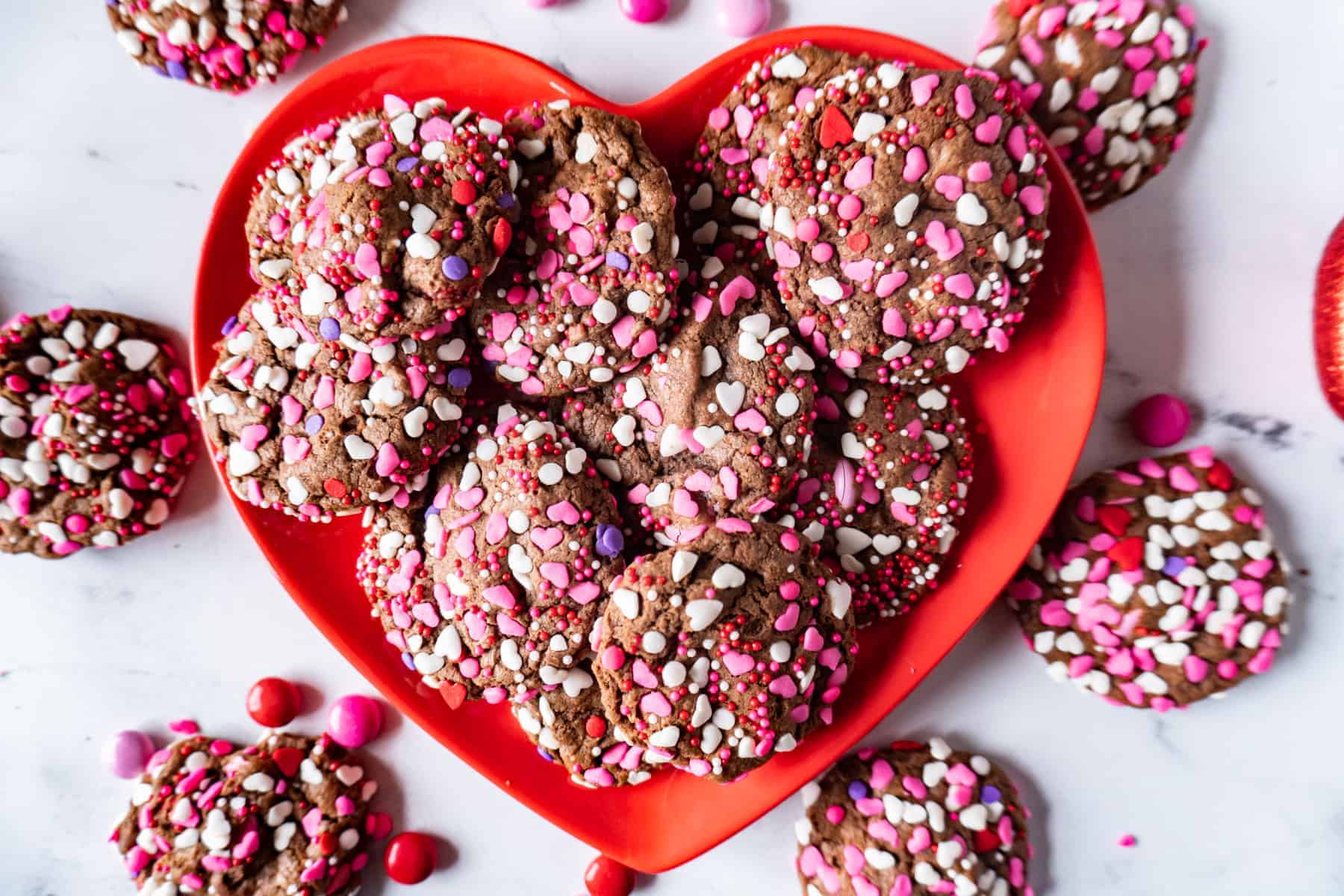 easy valentine cookies on a heart plate