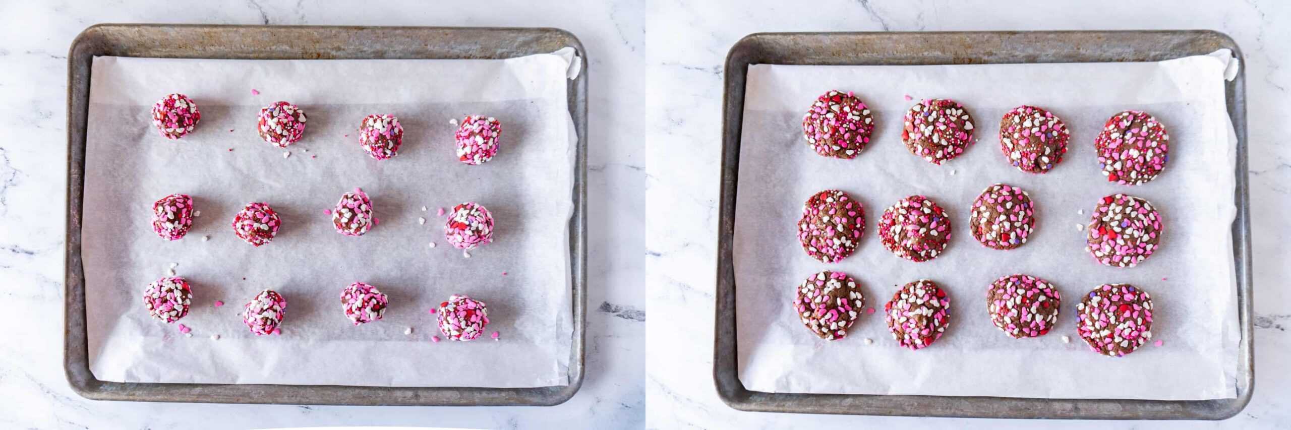 before and after baking easy valentine cookies