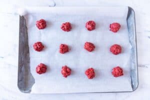 red velvet cake cookies before baking
