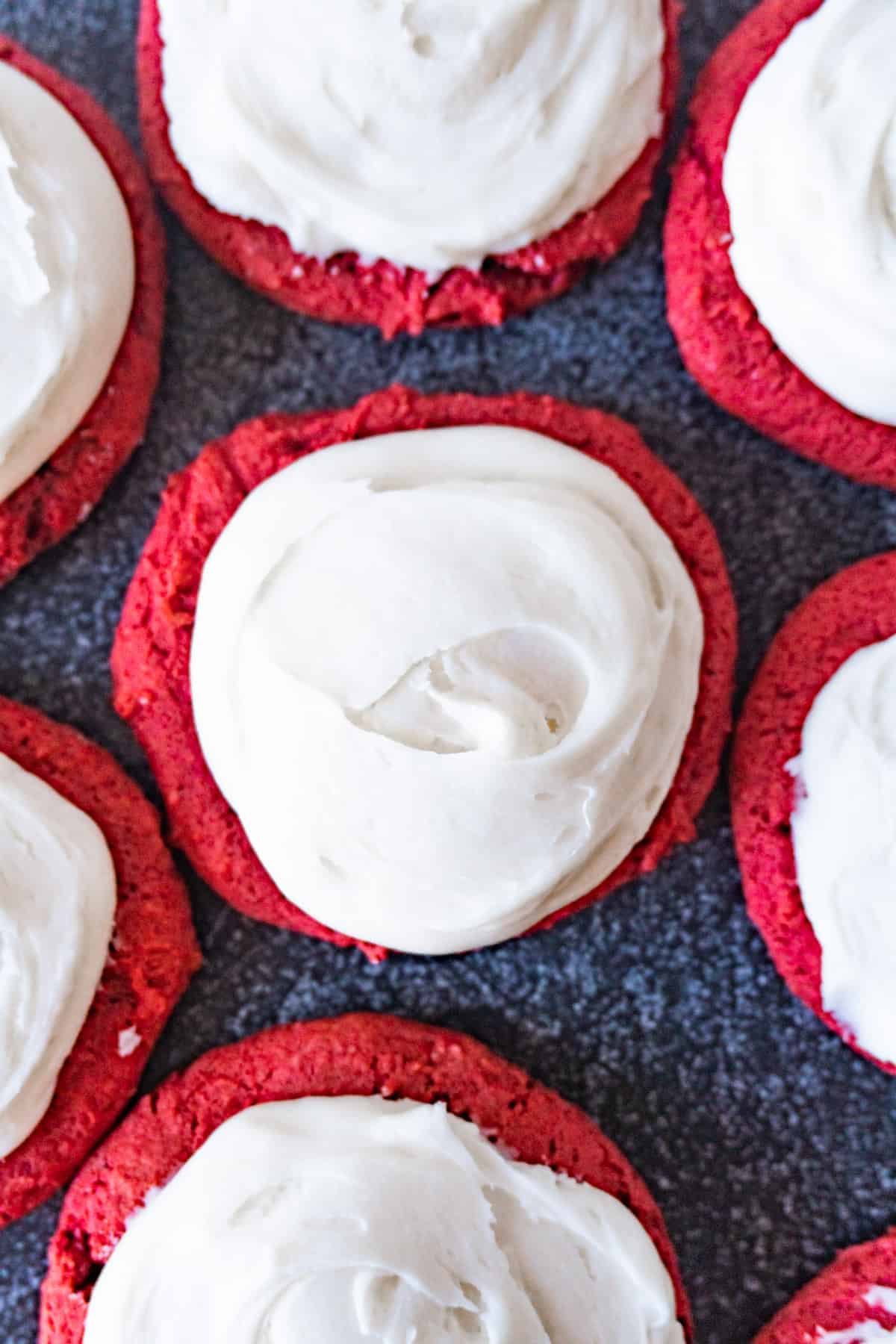 red velvet cake cookies with cream cheese frosting
