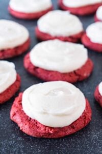 red velvet cake cookies close up
