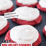red velvet cookies with cream cheese frosting pinterest pin.