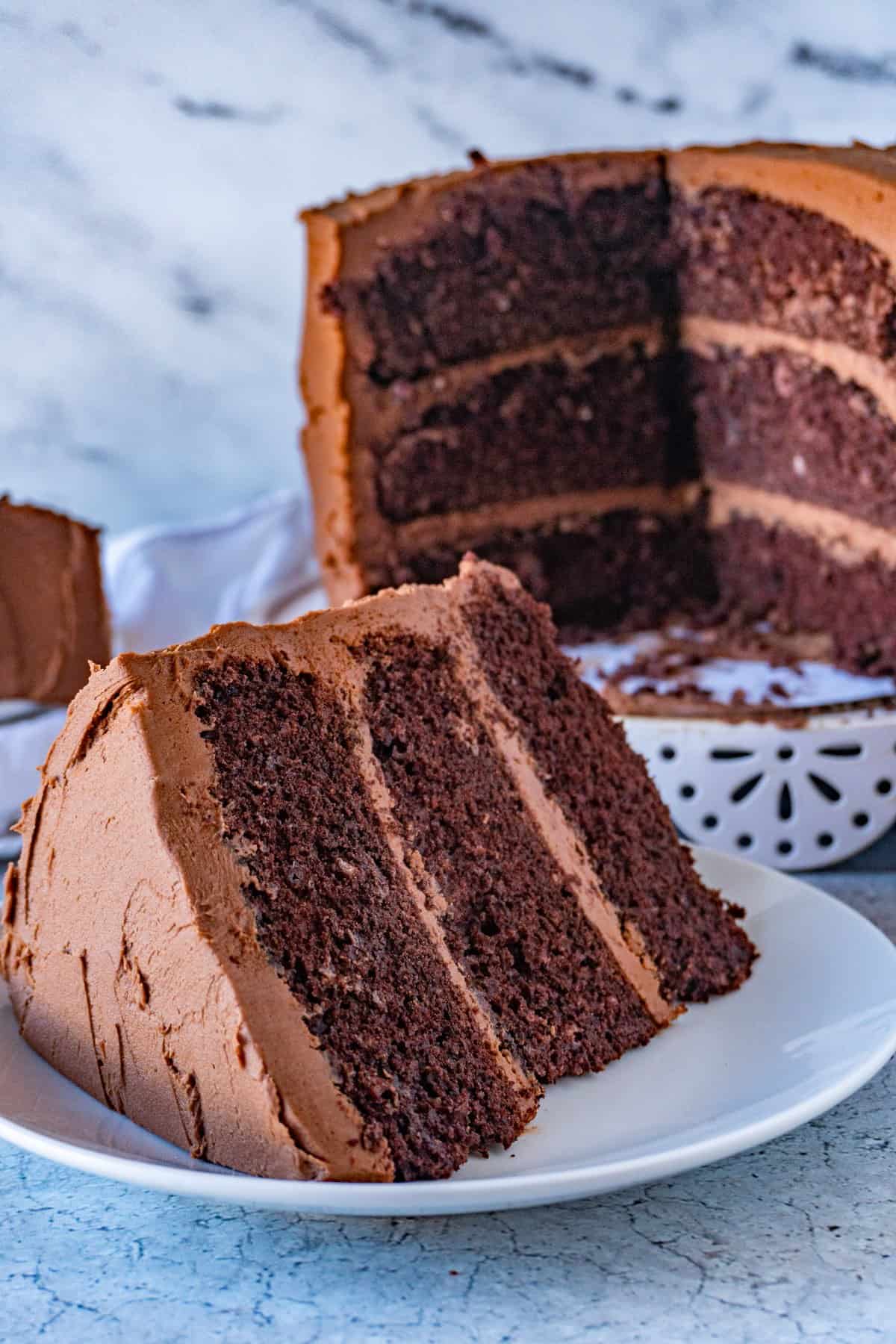 buttermilk chocolate cake slice 