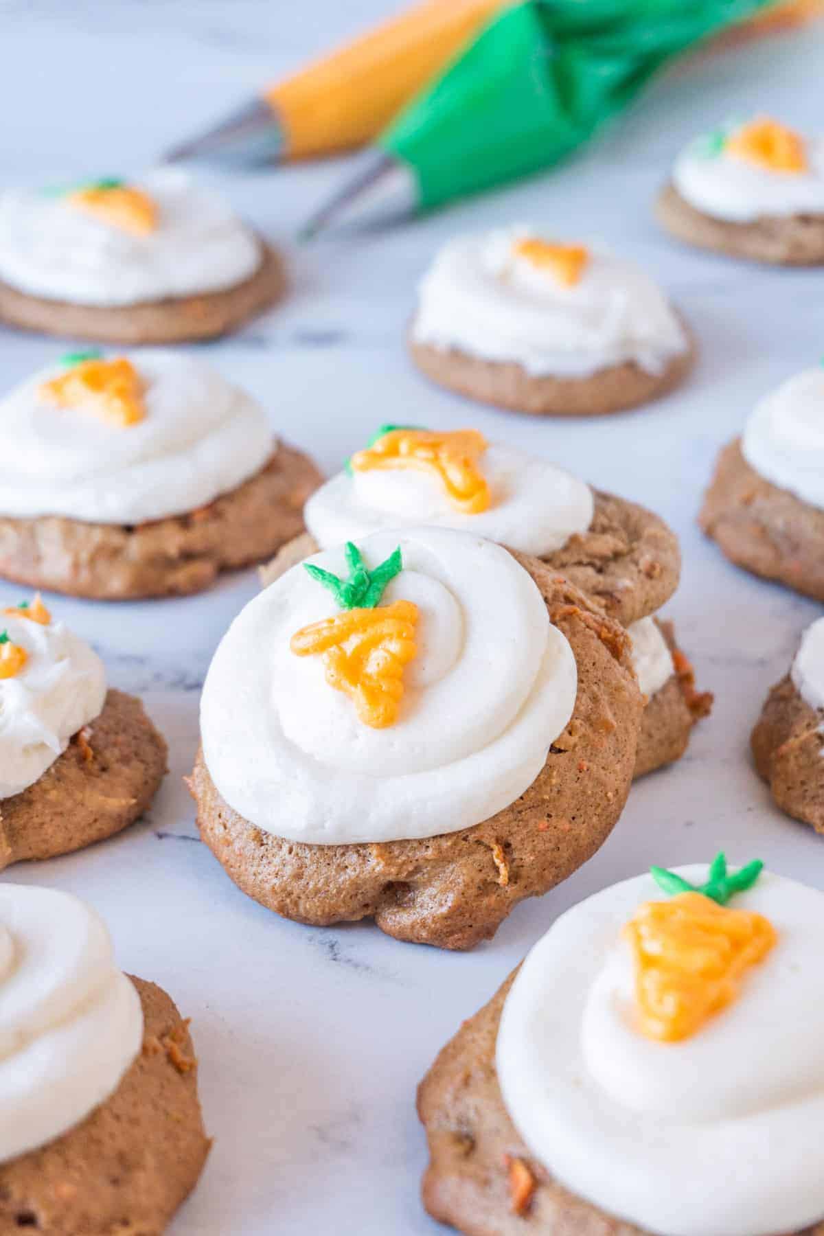 Cream Cheese Frosting on Carrot Cake Cookies