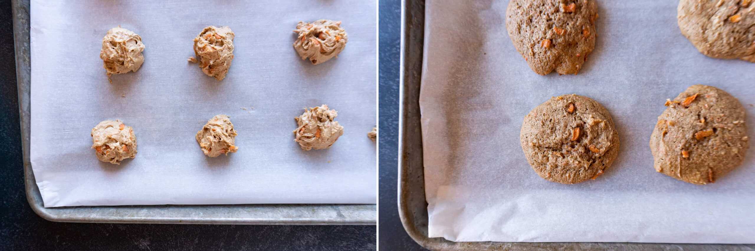 Cookies Before and after baking