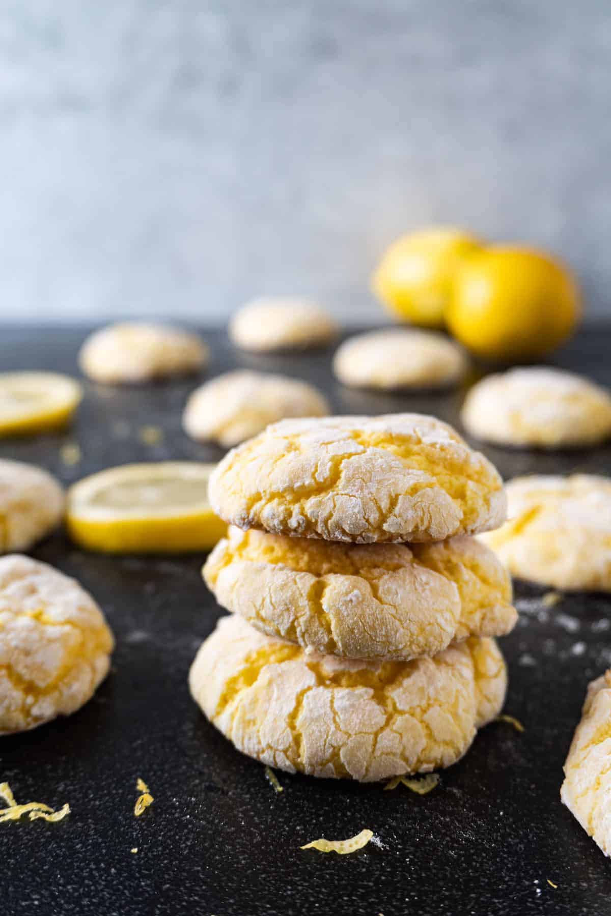 Lemon cookies stacked