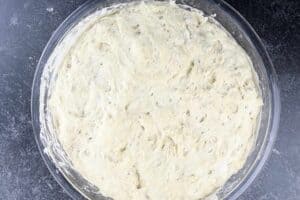 dough risen in bowl