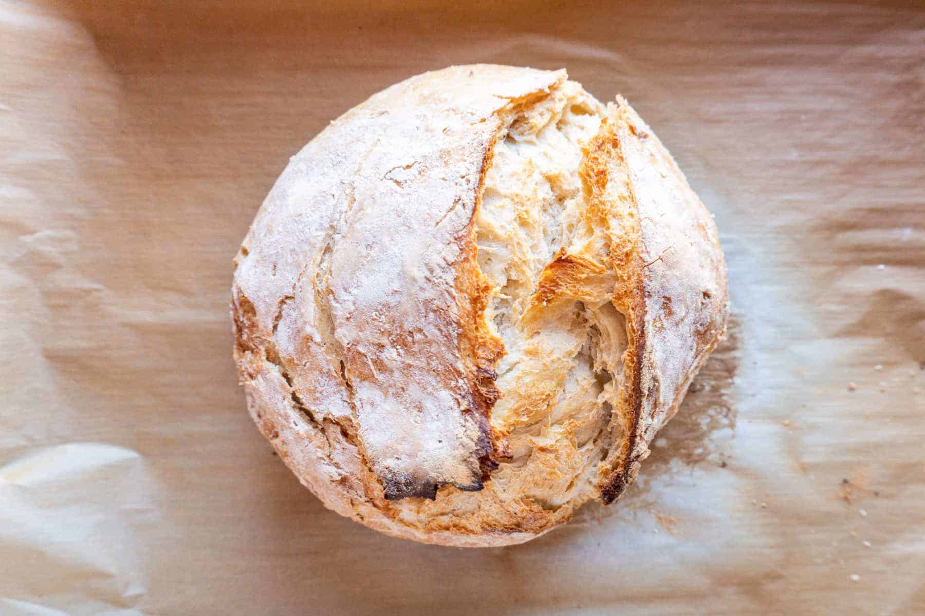 bread baked on baking sheet