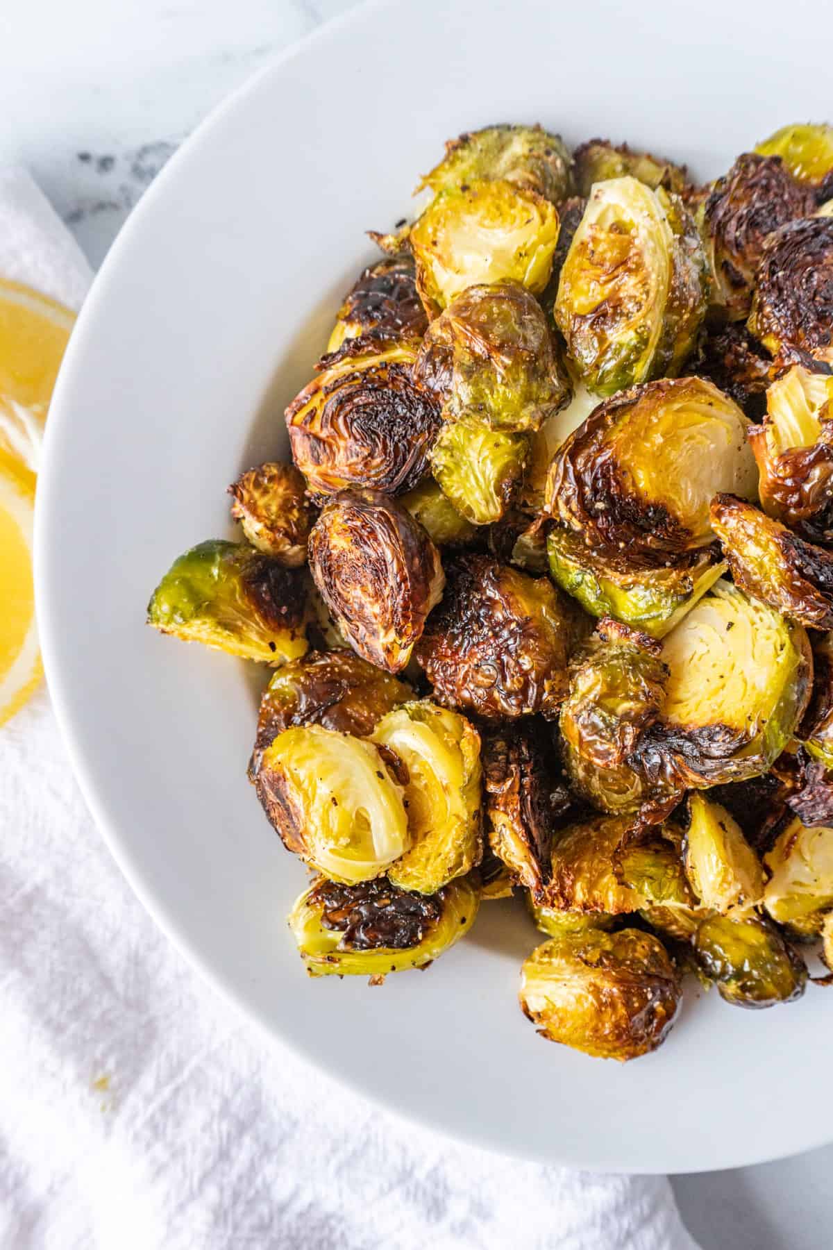 Oven Roasted Brussel Sprouts In a bowl