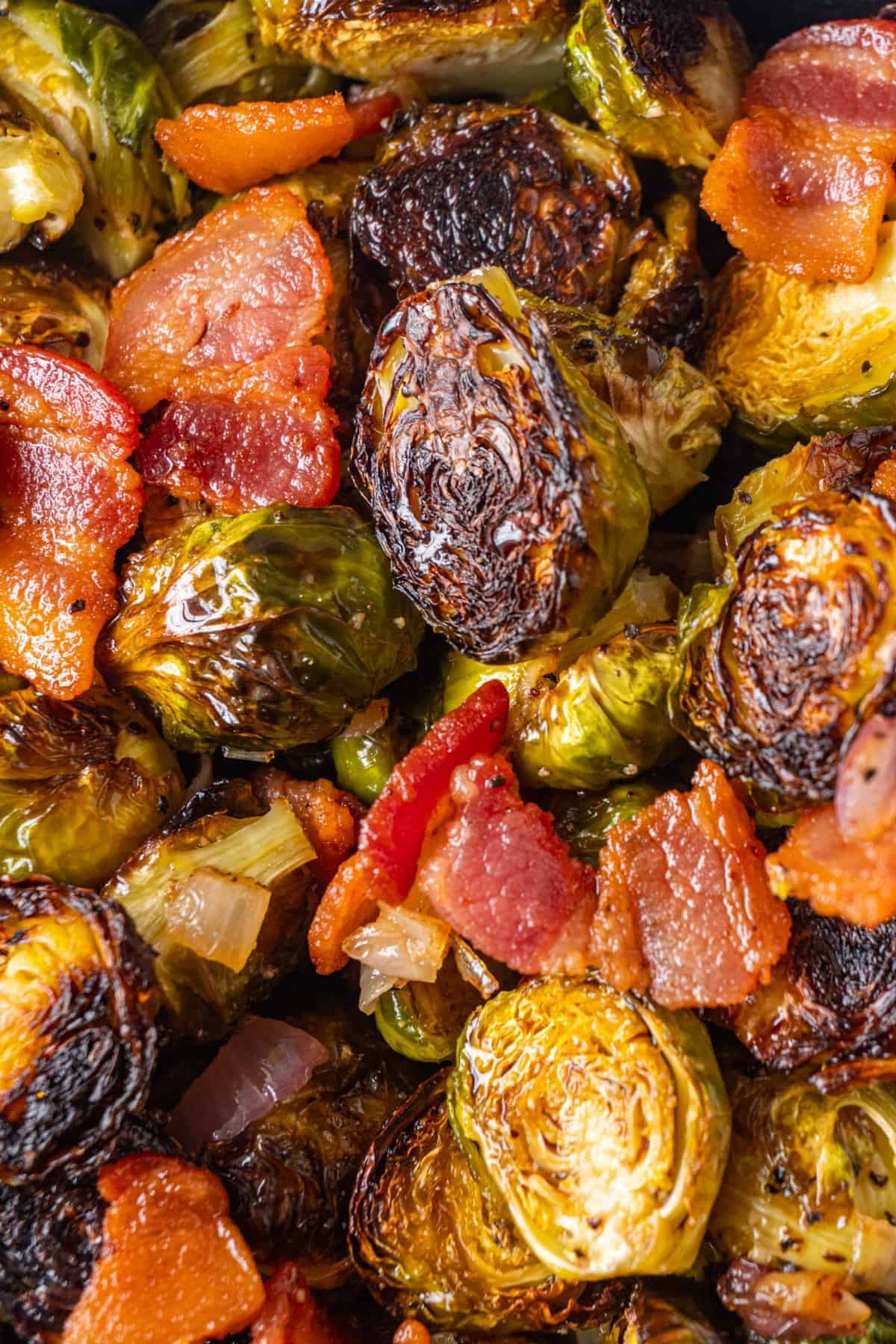 Close up of Maple Bacon Brussel Sprouts