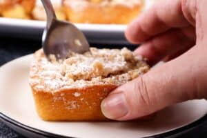 Take top off crumb cake